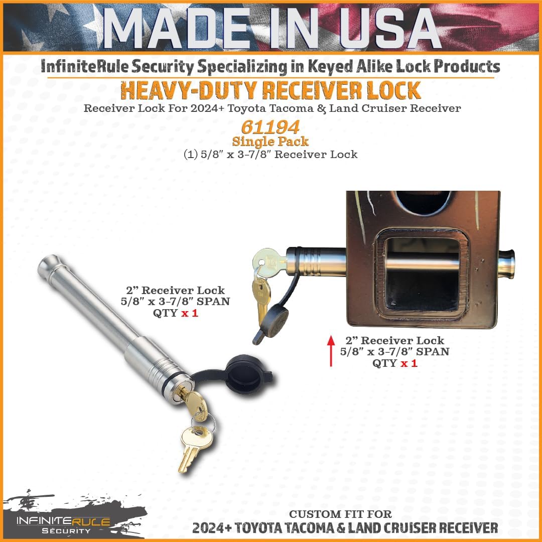 61194 | Single Pack, Receiver Lock for 2024+ Toyota Tacoma & Land Cruiser