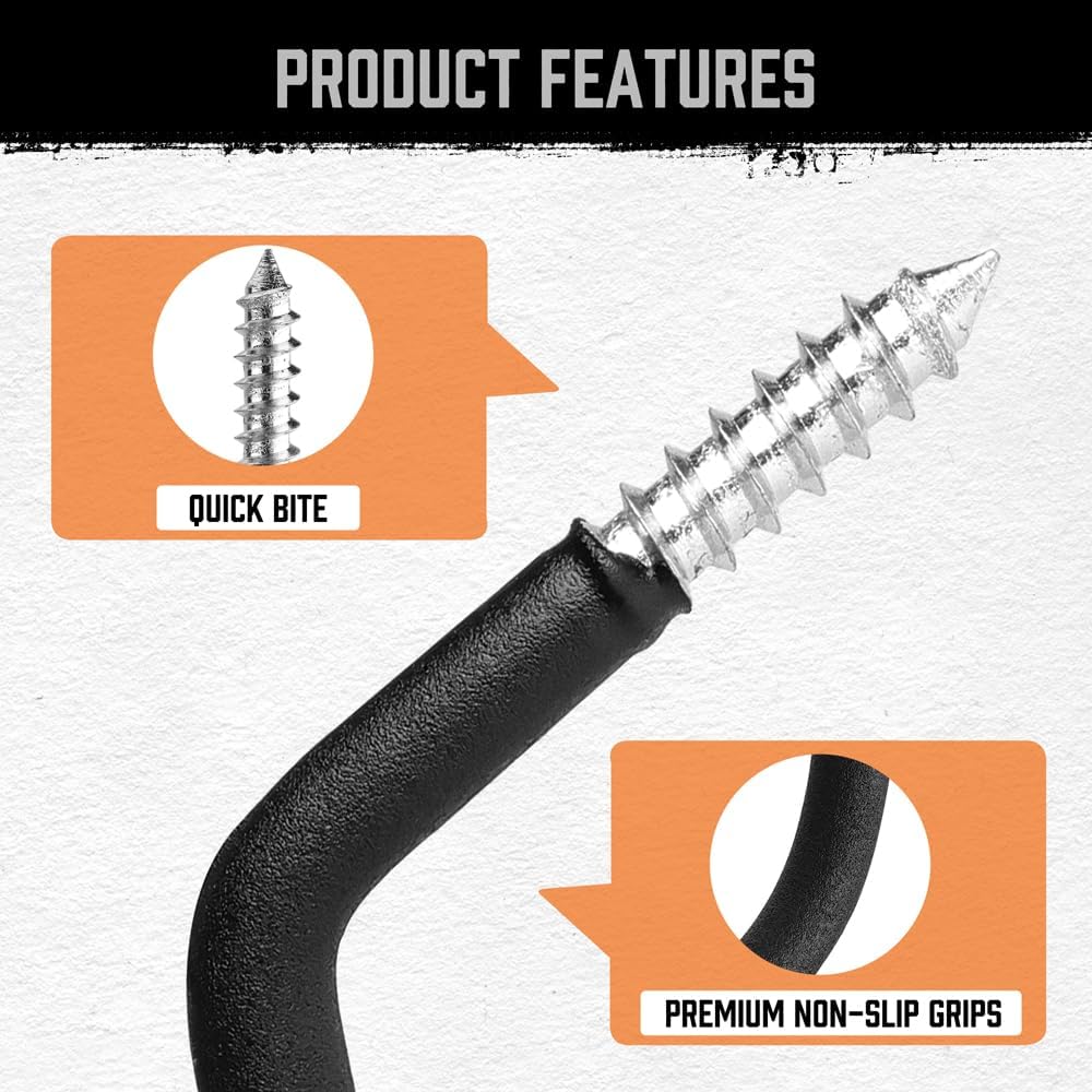 HORUSDY 6 Pack Heavy Duty Bike Hooks - 7.5 inches, 100LBS Capacity for Garage Wall and Ceiling