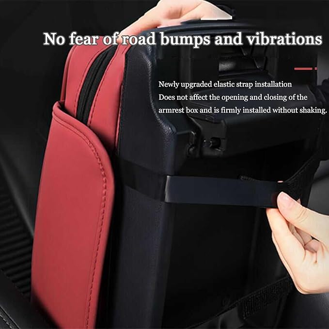 Car Center Console Cover for Infiniti FX SUV FX35 / FX37 / FX40 / FX45 /FX50, Leather Car Arm Rest Cover, Car Armrest Cushion with 2 Storage Bags Car Center Console Armrest Pad, D Brown