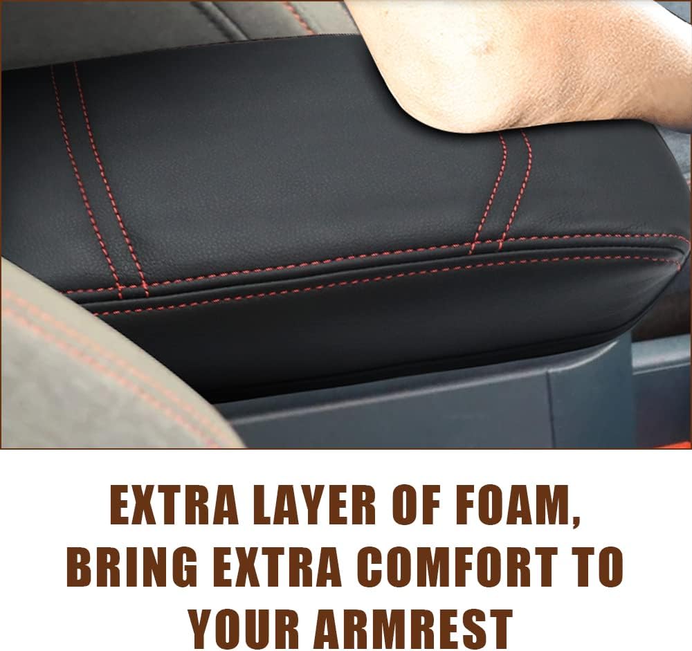 Muslogy Center Console Armrest Cover Compatible with Ford Maverick XL XLT Lariat 2022-2025 Accessories Cushion Pad Armrest Lid Protector Prevent Pets Scratches Regular Thick(Black)