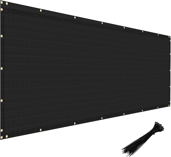Windscreen4less Privacy Fence Screen Heavy Duty Windscreen Fencing Mesh Fabric Shade Net Cover with Brass Grommtes for Outdoor Wall Garden Yard Pool Deck, 8'x59' Black