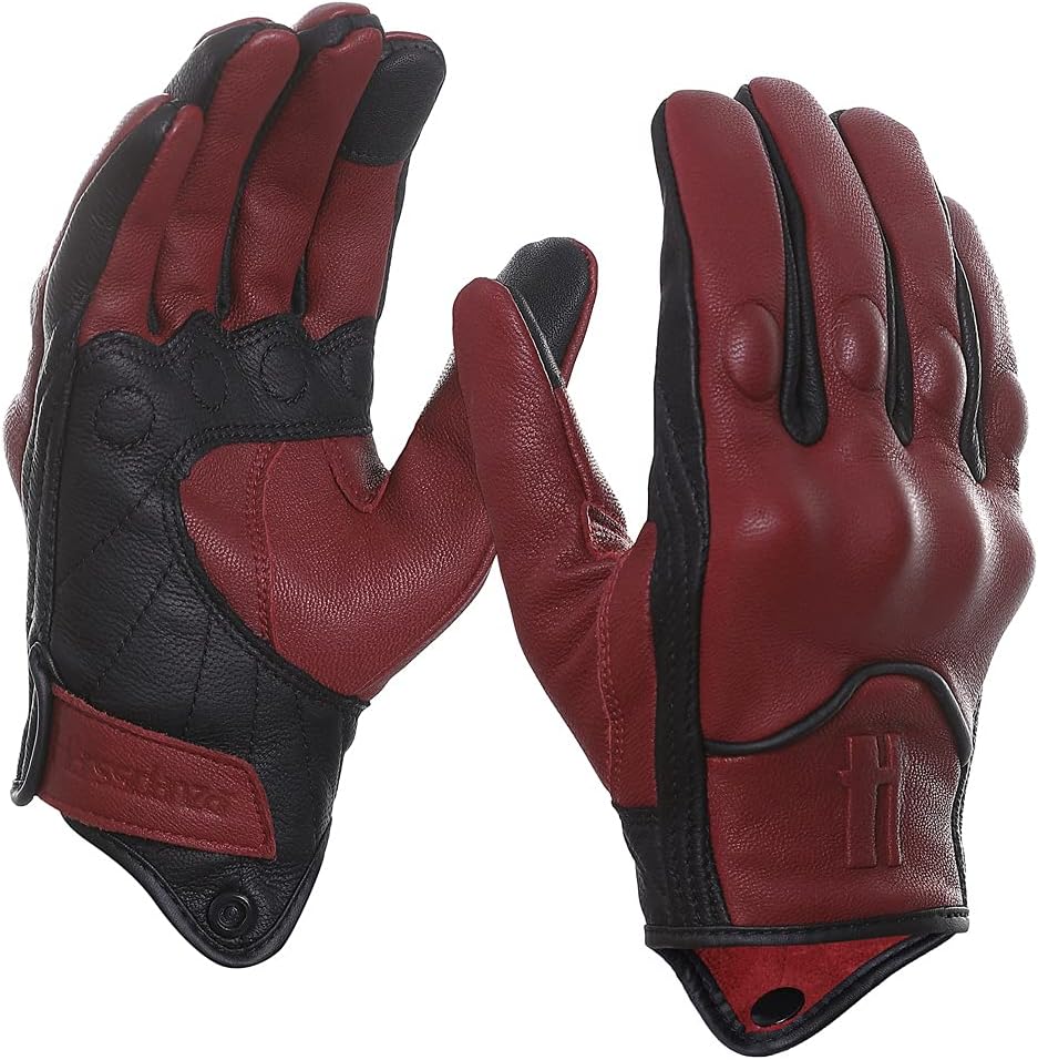 Harssidanzar Leather Motorcycle Gloves for Men Touchscreen GM028