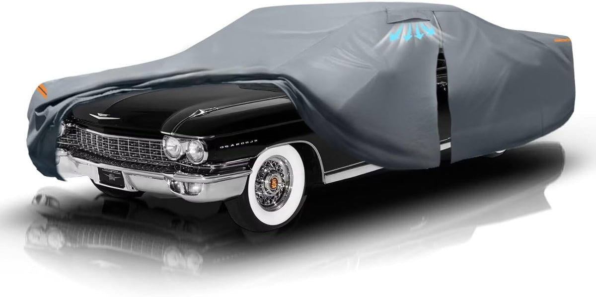 Waterproof Cadillac DeVille (1960-2006) Car Cover with Breathable Vents, [2025 Upgrade] Premium Covers with Cotton Liner and Zipper Door, Sun Rain Snow Dust Uv Protection.(Gift with Towel)