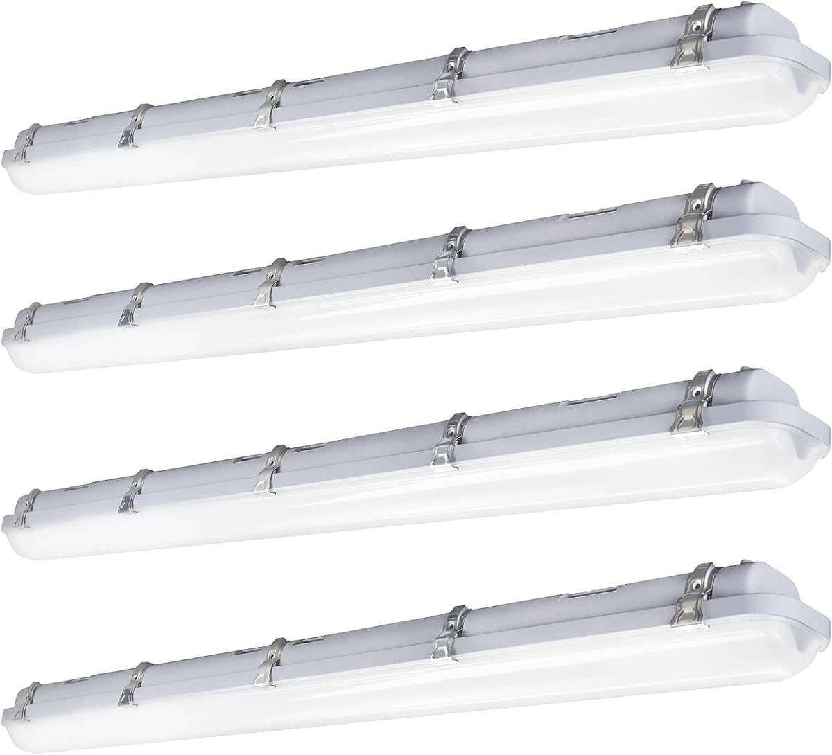 JTT 4FT LED Vapor Tight Light, 60W/50W/40W IP65 Waterproof LED Outdoor Indoor Shop Light 6000K/5000K/4000K CCT, Vapor Proof Fixture for Garage Shop Basement Barn Car-Wash, 4-Pack ETL Listed