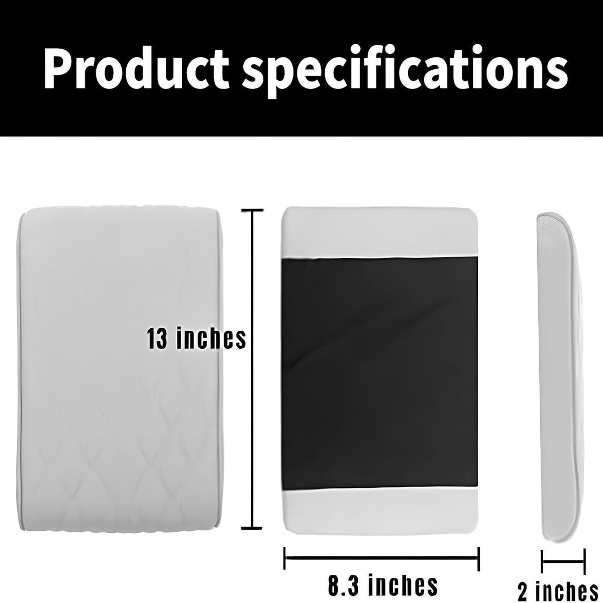 Leather Car Armrest Box Mat - 2023 New Waterproof Car Center Console Cover Mat, Universal Armrest Mat, Leather Car Armrest Cover for SUV/Truck/Vehicle (A-Black)
