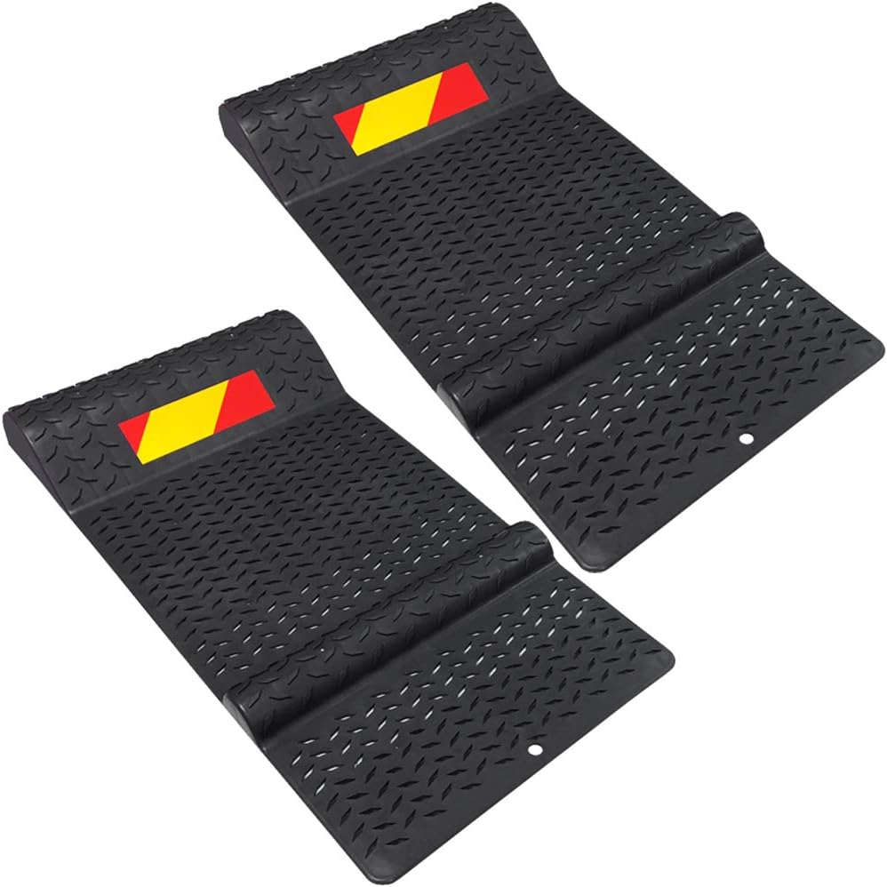 Electriduct Pair of Plastic Parking Mat Guides for Garage Vehicles, Antiskid Car Safety Park Aid - Black