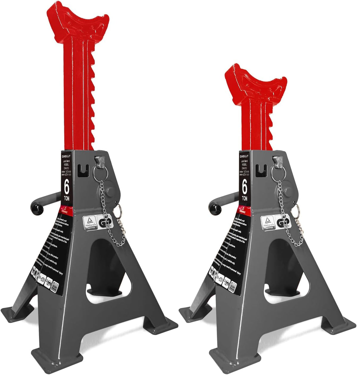 Car Jack Stands 6 Ton with Double Locking and Large Foot Base for Lifting Cars,SUVS,MPVS, Heavy Duty Steel, 13000 lb Capacity, 1 Pair