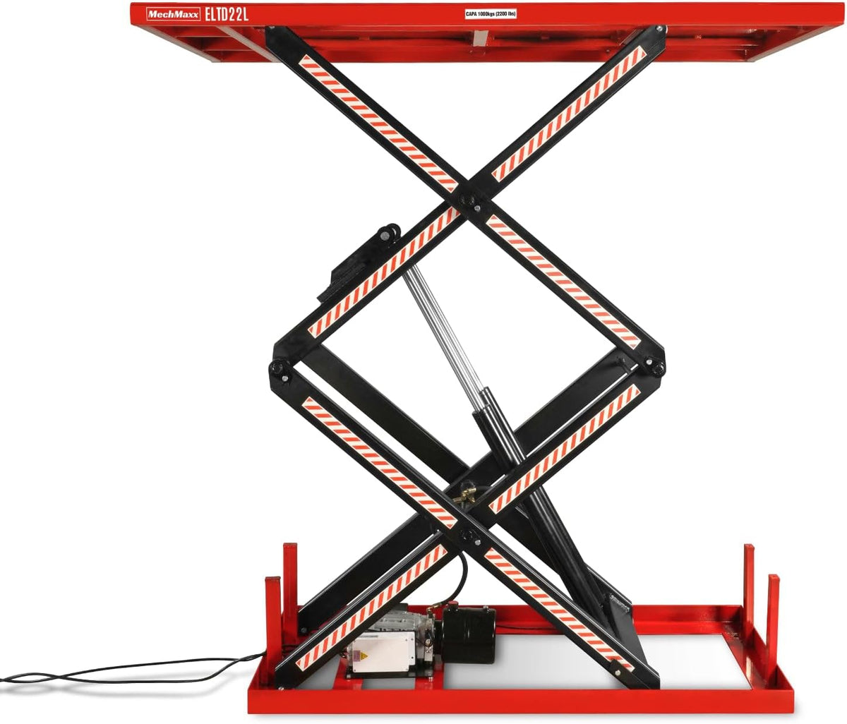 2200 lbs Capacity Stationary Powered Hydraulic Double Scissor Lift Table,86.6" x 51.2" Platform,94.5" Lift Height, UL Certified Moto,Model ELTD22L