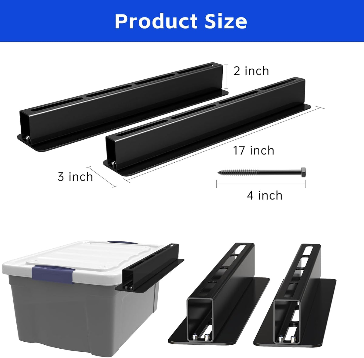 5 Pack Overhead Storage Bin Rack, Ceiling Racks for Utility Bins Organization, Heavy Duty Rack Ceiling Garage Storage for Supports Most Bins Container (for 4 Bins, Bins are not included)