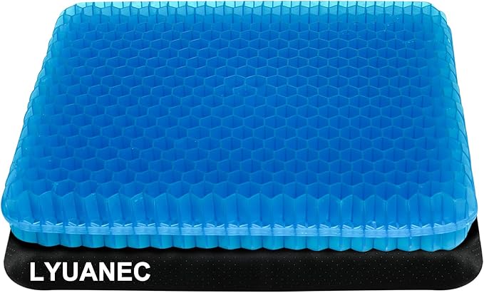 Gel Seat Cushion for Long Sitting - 18" x 16" x 2.4" (Extra Thick＆Soft) Gel Cushion for People Over 200 lbs, Pressure Relief Cushion for Office Chair, Egg Cushions for Wheelchair, Gel Pad for Car