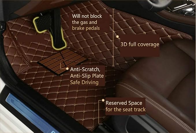 Custom Making Car Floor Mats for 95% Sedan SUV Sports Car Full Coverage Cute Men Women Pads Protection Non-Slip Leather Floor Liners (Black)