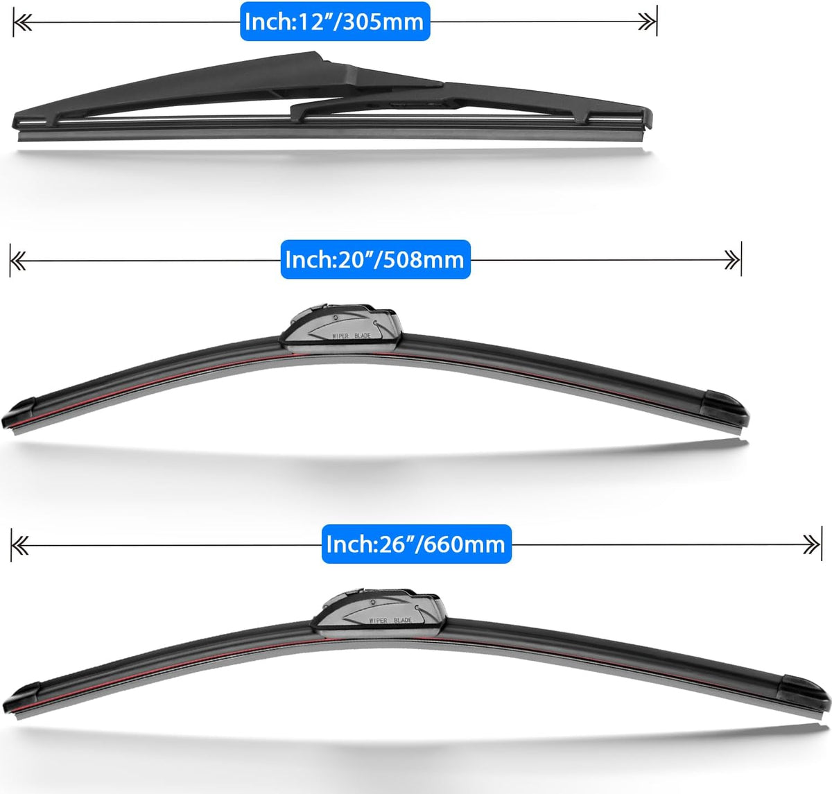 Windshield Wiper Blades Replacement for Toyota Highlander 2008-2019 Original Factory Quality Front Rear Wipers Blade Set for My Car - 26" 20" 12" (Pack of 3)