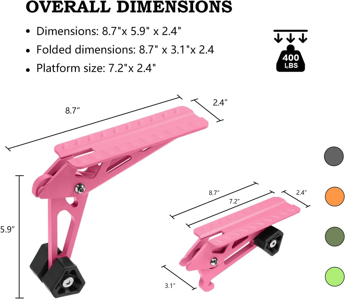 COWVIE Foldable Car Door Step Stand Pedal - Access to Vehicle's Top Roof Both Feet Stand Pedal Ladder for Most SUV Truck Pink
