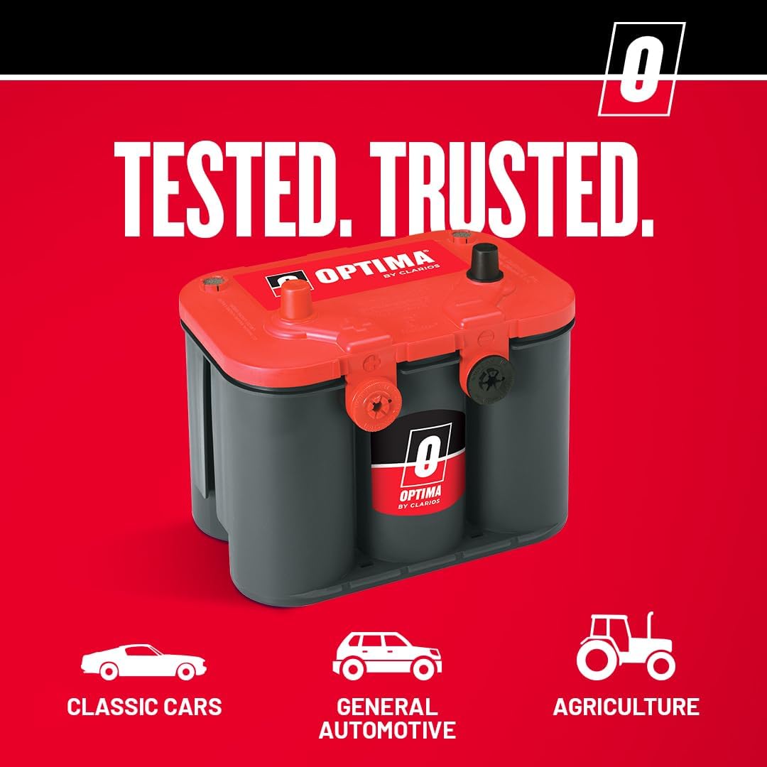 OPTIMA Batteries High Performance 75/25 RedTop Sealed AGM Car, Truck, and SUV Starting Battery, 720 CCA, Dual SAE and GM Terminals, Maintenance Free, Versitile Mounting