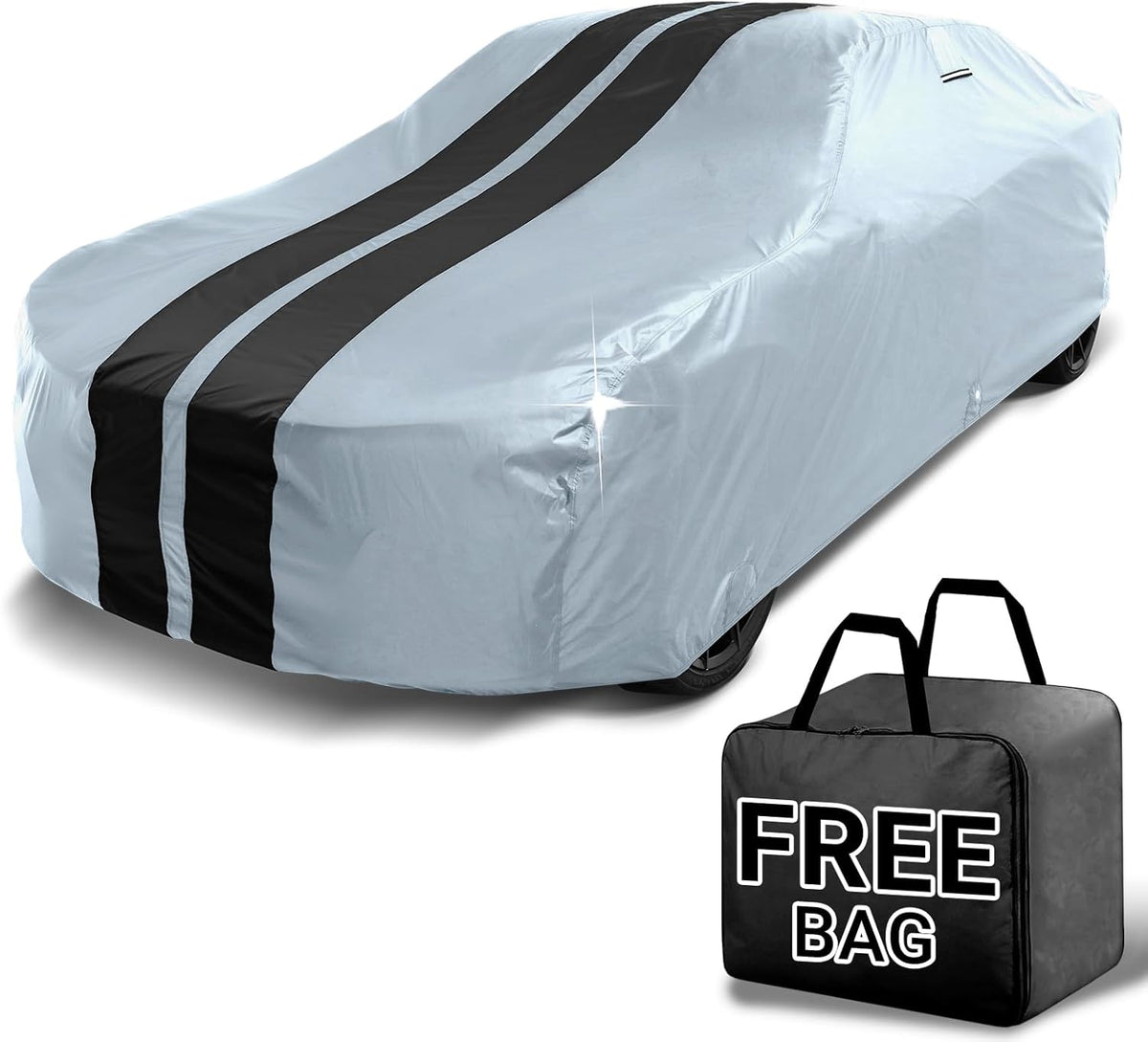 iCarCover Custom Car Cover for Chevy Kingswood (1959-1961) Waterproof All Weather Rain Snow UV Sun Protector Full Exterior Indoor Outdoor Car Cover (Stripe - Gray/Black)