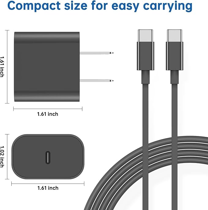 Fast iPad Charger,iPad Charger Fast Charging 2Pack Wall Chargers Plug Adapter and Type C USB C to C Cable Cord 6ft Type C to C for iPad Pro 12.9,Pro 11 inch,iPad Air 5th/4th,Mini 6,i-Pad 10(Black)