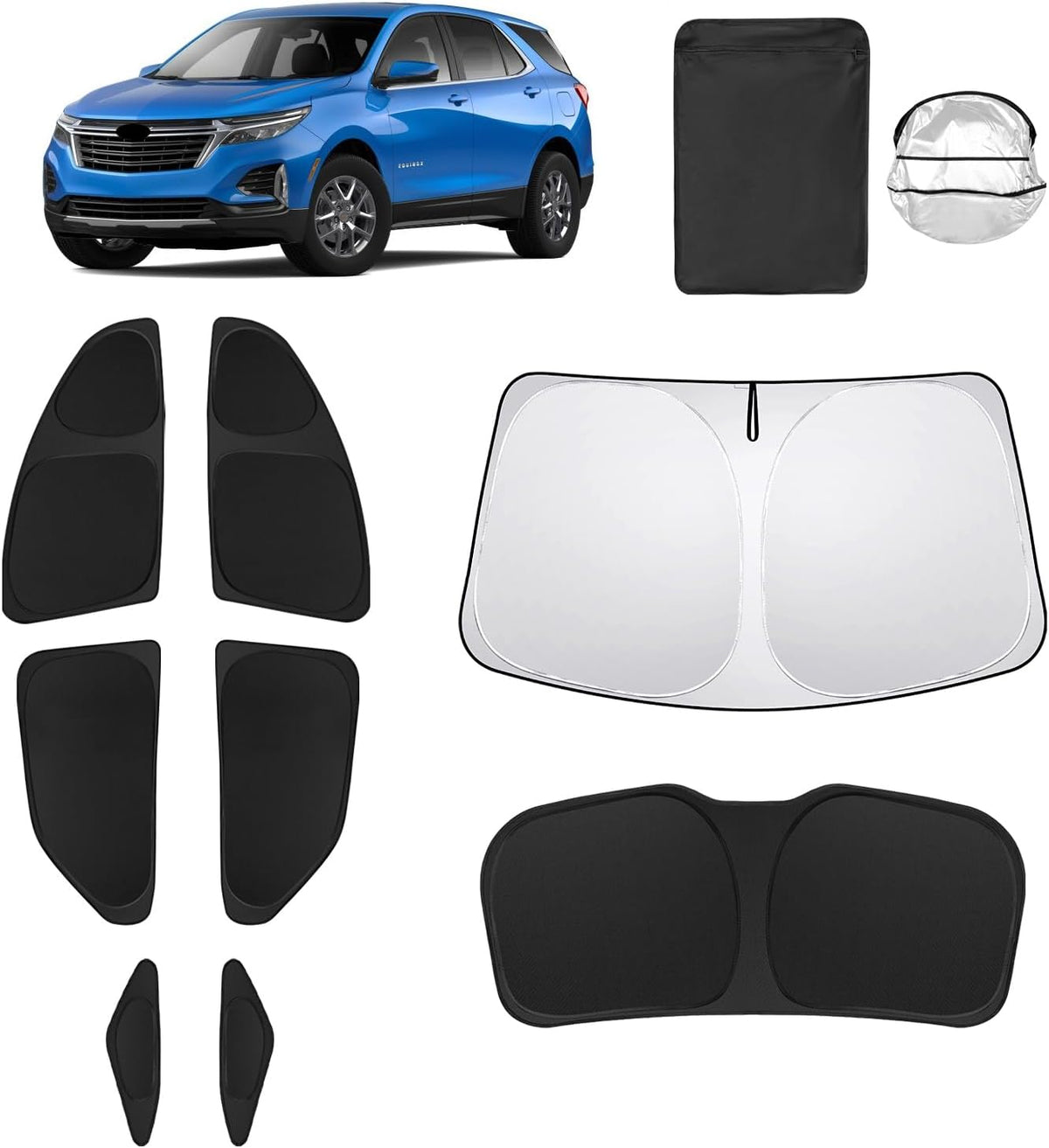 8pcs Car Window Shades for Chevrolet/Chevy Equinox 2018-2024 Accessories,Windshield Side Rear Full Sunshade,Sun Visor UV Blocking, Privacy Protection and Blackout for Camping Outdoor