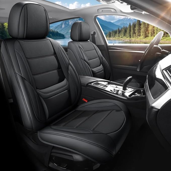 Car Seat Covers Full Set Custom Fit for Ford Explorer 2001-2025 2026 - Premium Faux Leather with Lumbar Support, Waterproof, Breathable, Anti-Slip, Easy to install &Protectors (Black, Full Set)