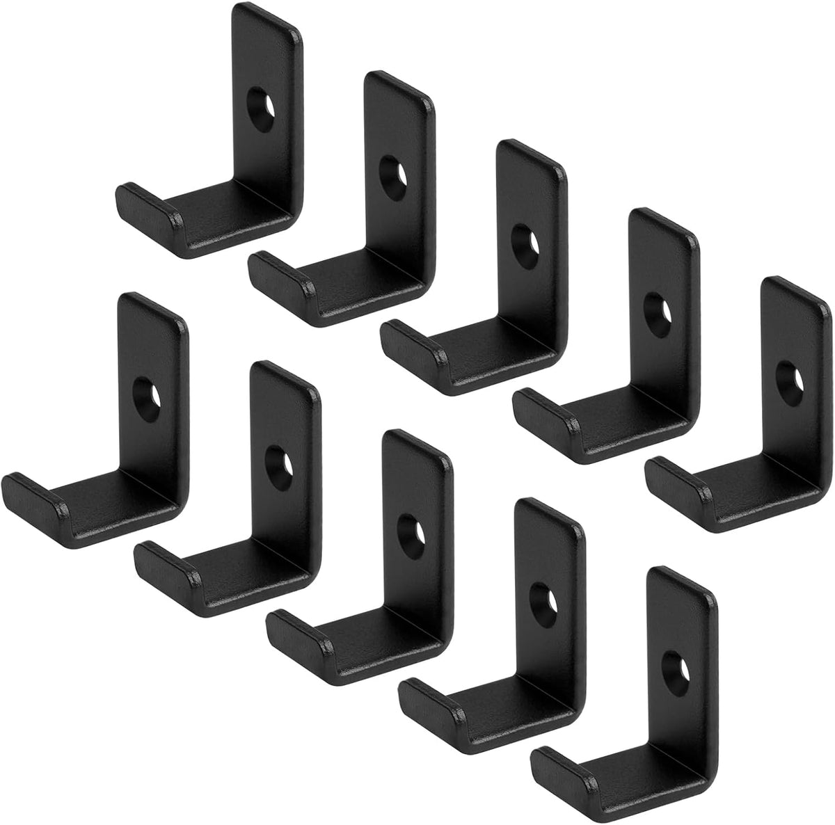 10 Pack 1-5/8" Mini Black Steel Utility J Hook, Wall Mount Garage Storage Hanging Hook, 7/8" Inner Width