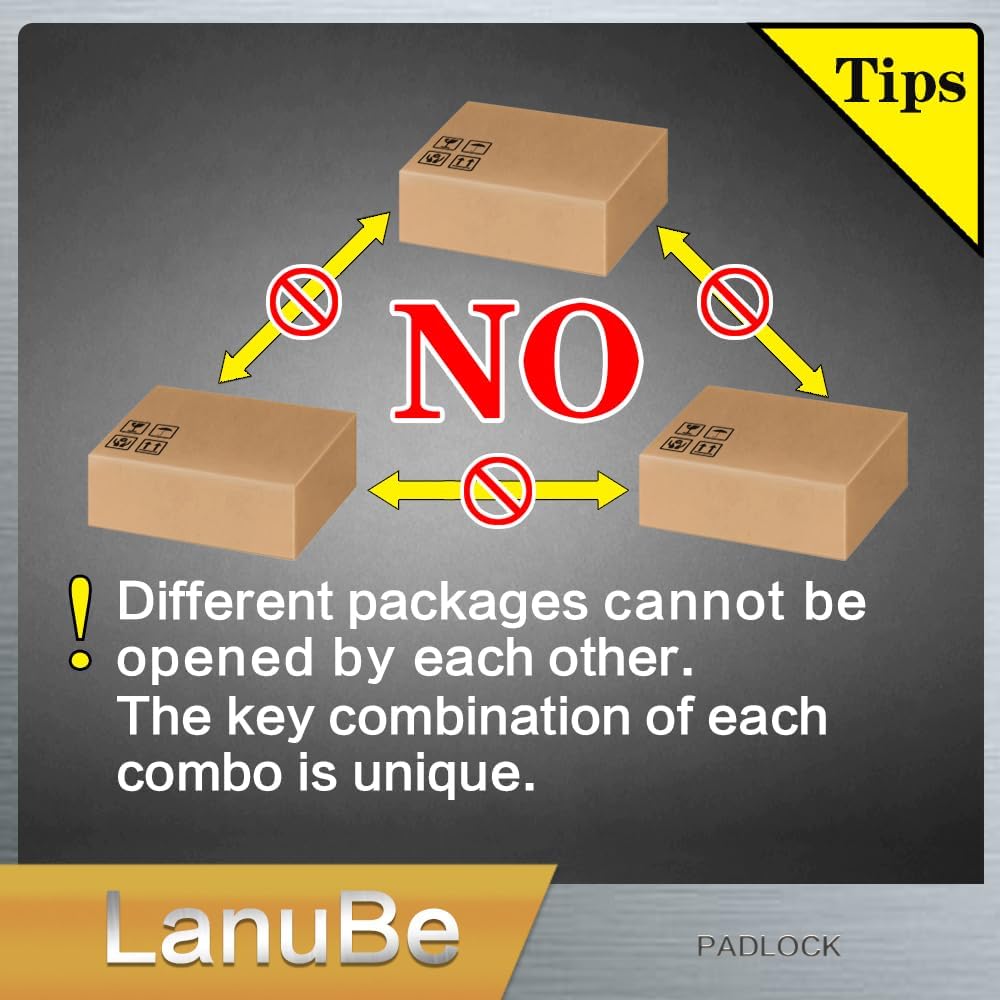 LanuBe Laminated Padlock 1-9/16 inch (40mm) Long Shackle 6 Pack Keyed Alike, Blue Plastic Hoop, Bulk Locks for Warehouse, School
