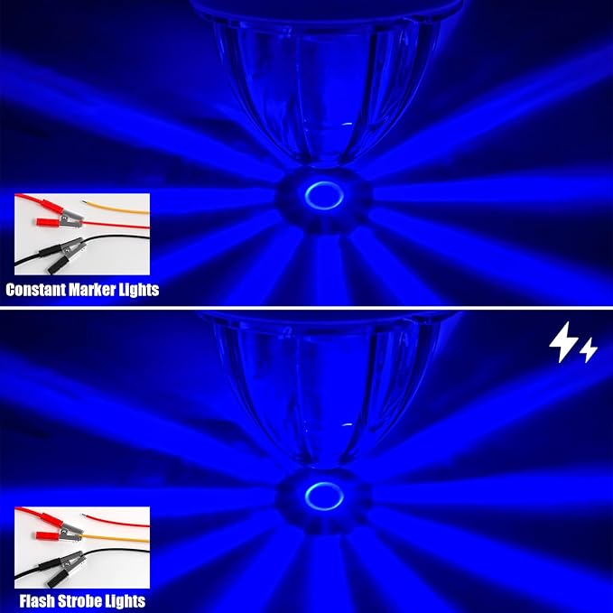 BJZ 4Pcs Blue Watermelon LED Strobe+Constant Marker Lights Dual Function Watermelon-Shaped Side Marker Clearance Tail Top Cap Roof Lights for Trailer Truck Semi-Trailer Heavy-Duty Truck Bus Van