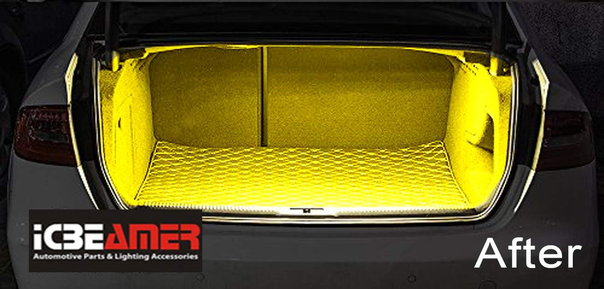 ICBEAMER 12" Amber Yellow 18SMD 2835 LED Strip Light Universal Fit Car Trunk Cargo Area or Interior Illumination