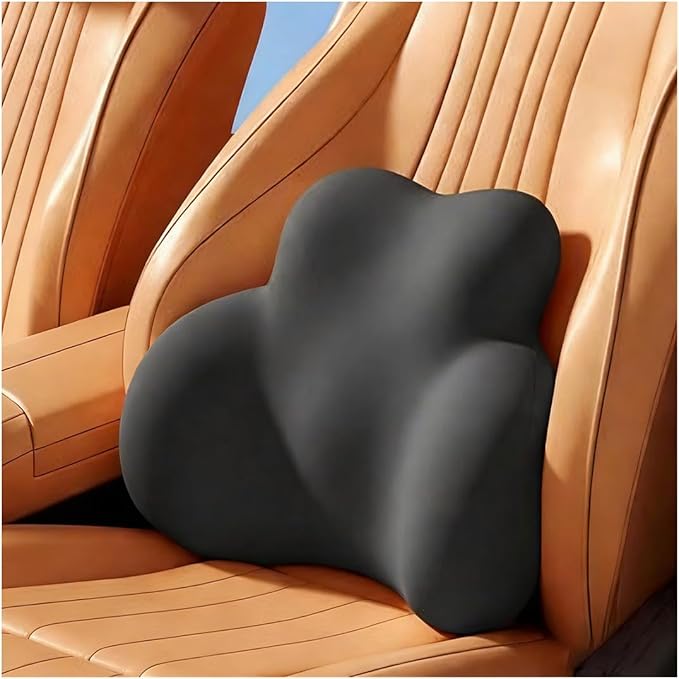 Car Lumbar Support Pillow for Porsche 718 Boxster 2025 Memory Foam Back Support Cushion Breathable Car Seat Lumbar Pad Accessories,Dark Gray