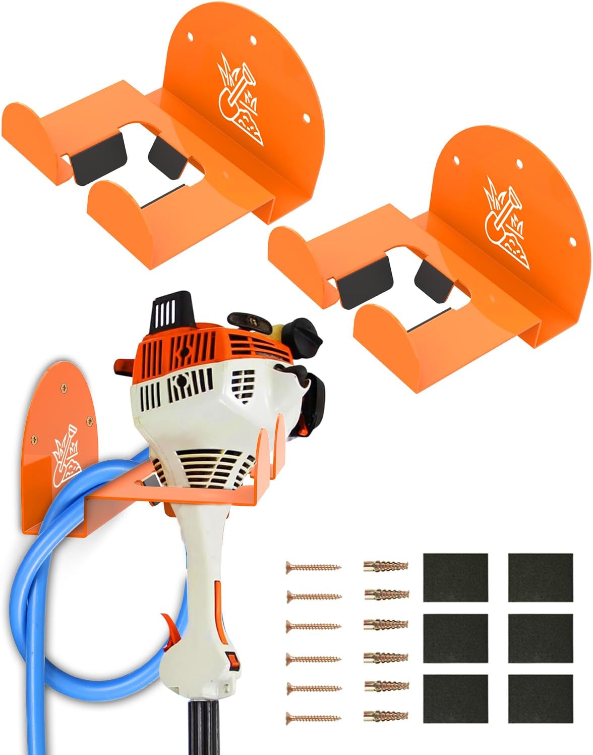 Weedeater Rack & Garden Tool Hanger - 2 Pack - 180LB Heavy-Duty Alloy Steel Wall Mount Set, for Stihl Power Tools, Grass Trimmer, Garden Tools, Space-Saving Storage for Garage, Shed, Workshop