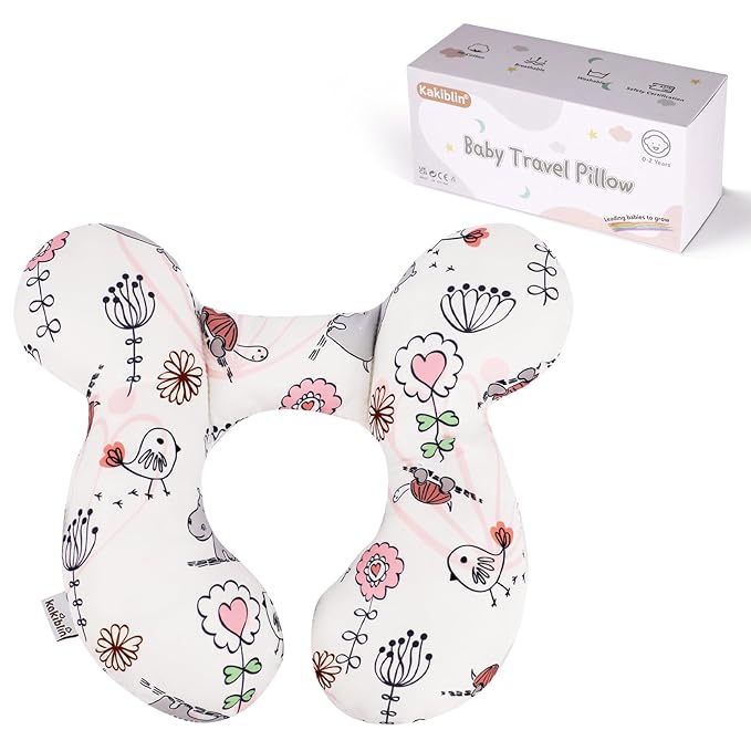 KAKIBLIN Baby Neck Pillow, Upgraded Baby Support Pillow,Babies Head Pillow,Neck Support Pillow for for Car Seat, Stroller, Pushchair,Travel (Hippo)