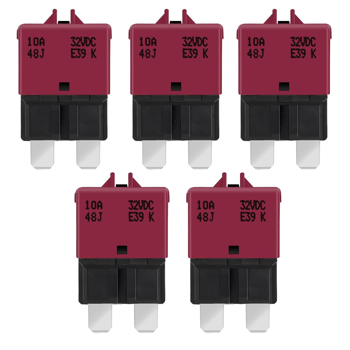 GLOSO Circuit Breaker E39 (T3) Manual Reset Fuse for Car Truck RV Automotive Marine Boat Trolling Motor & Custom Wiring Audio Battery Protection/Low Profile ATC/ATO (10A - 5 Pack)