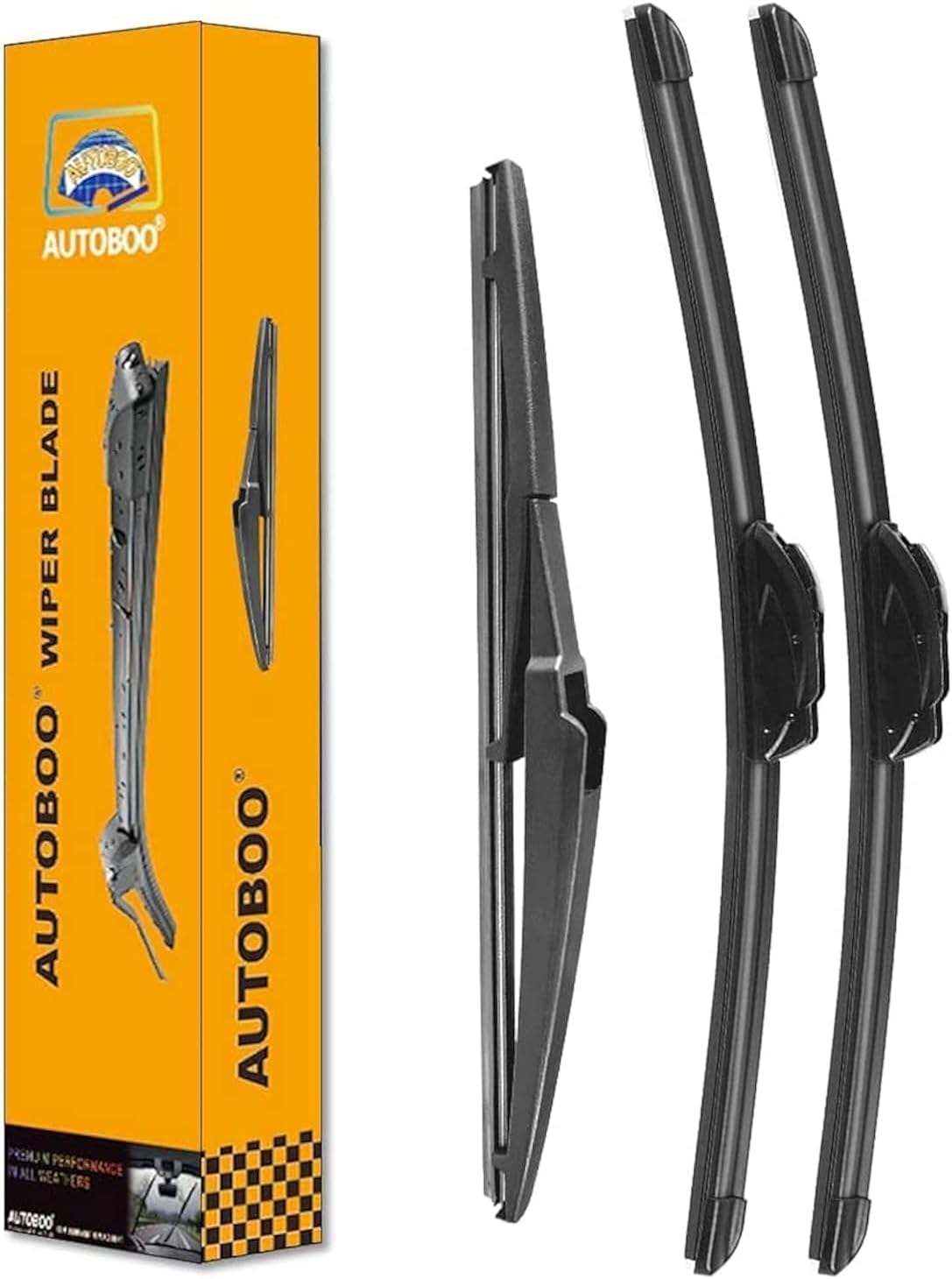AUTOBOO 26"+14" Windshield Wipers with 12" Rear Wiper Blade Replacement for Toyota Yaris 2007-2011 -Original Factory Quality (Pack of 3)