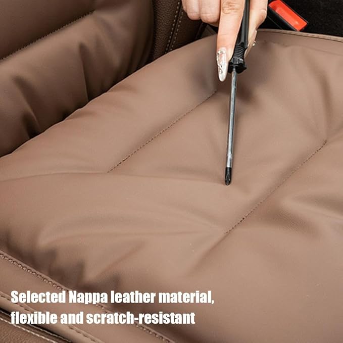 Skin-Friendly & Dirt-Repellent Leather Seat Cushions, 2026 Car Seat Cushion for Driving, 1.57" Thick Comfort Seat Protector, Universal Non-Slip Memory Foam Pad for Car (Black, Rear Seat Cushion)