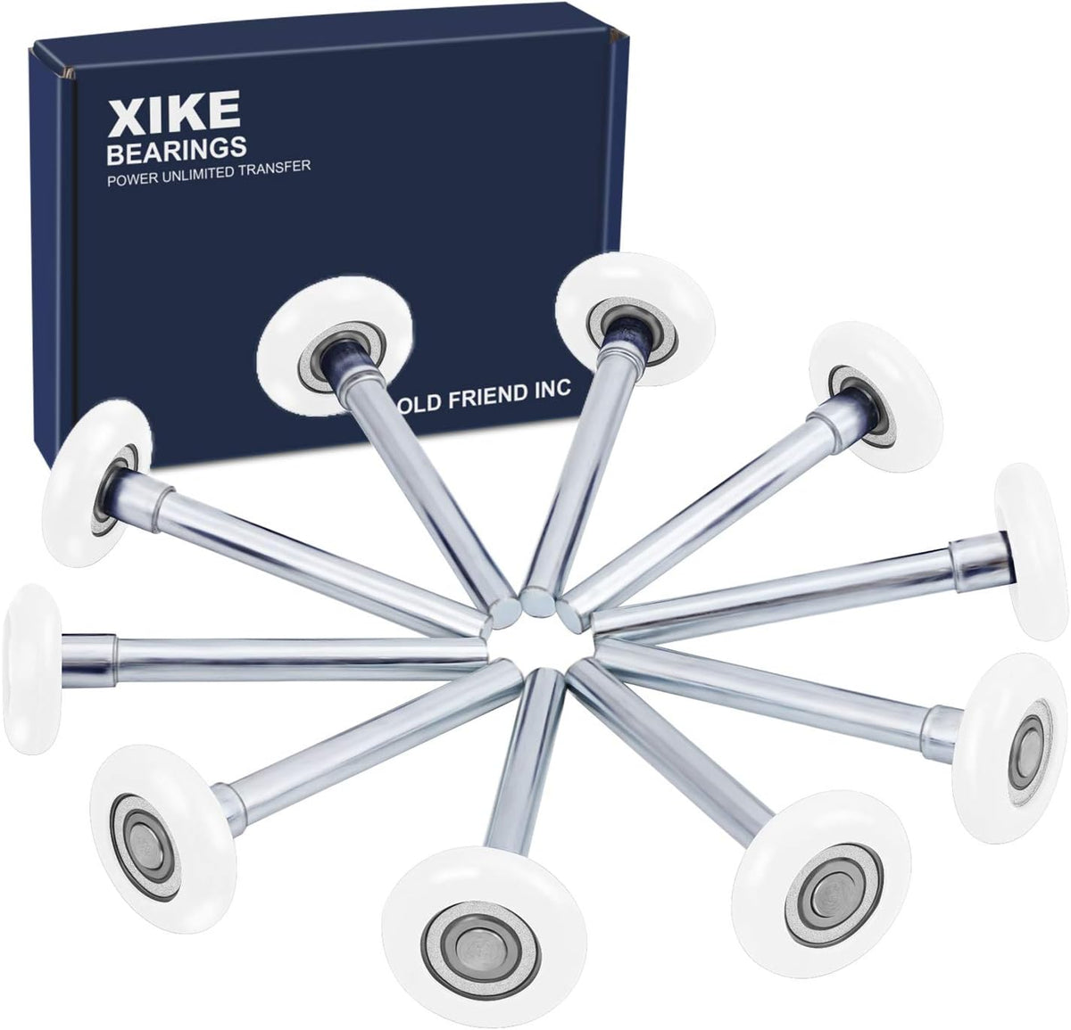 XiKe 10 Pack White 2" Nylon Garage Door Roller 4" Stem, Quiet/Durable and High Load, Use 6200-2RS Double Seals Precision Bearings.