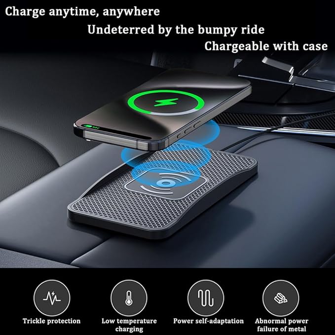 Wireless Car Charger Pad for Lincoln MKX 2007-2018, Type-C/USB 20W Car Wireless Charger Non-Slip Phone Charging Pad Car Accessories,B 30cm Cable USB Plug