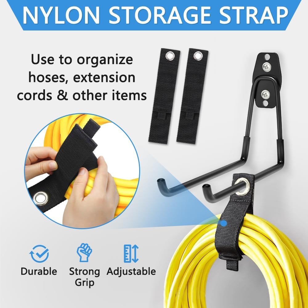 Garage Hooks Heavy Duty Hooks,7.4 inch Wall Mount Hanger Rack Garage Wall Heavy Duty Storage Hangers Wall Mount Organizer to Hang Chairs, Strollers,Power Tools, Garden Tools,Tire and More (4 pack)