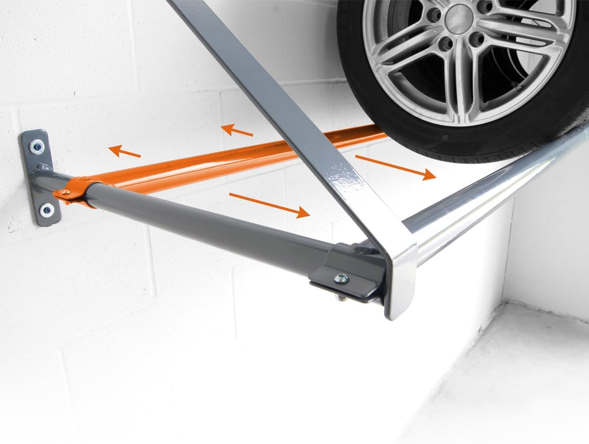 Martins Industries Wall-Mount Tire Rack – Heavy-Duty Steel Storage for 8 Tires | 500 lb Capacity | Fits Up to 34" OD | Adjustable Crossbar | SUV & Light Truck Tire Holder