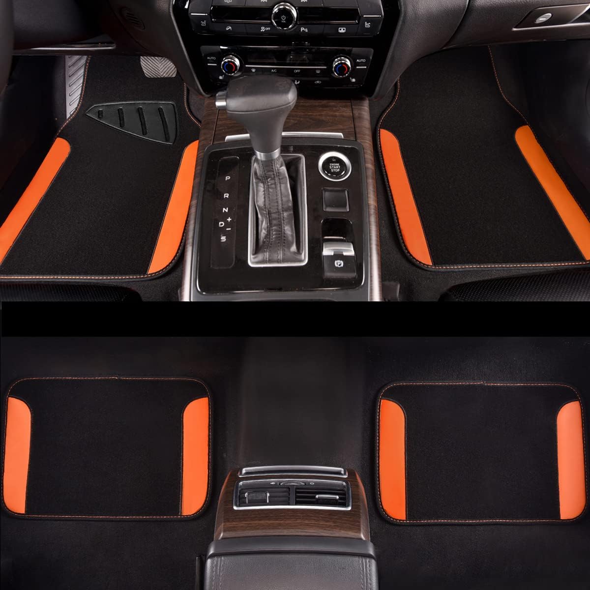 CAR PASS Waterproof Car Floor Mat, Universal Fit Car Mats with Driver Heel Pad, Leather Car Carpet, Anti-Slip Nibbed Backing Floor Mats for SUV, Vans,Sedan,Truck, Automotive Set for Women (Orange)