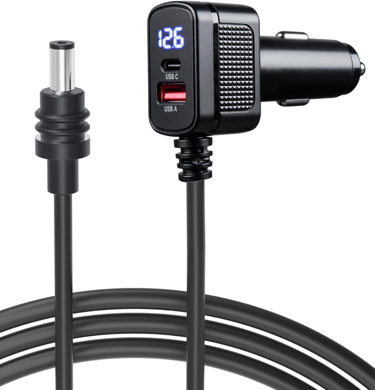 Car Charger Cable for Starlink Mini 16.5FT with Display - 12-24V Cigarette Lighter to DC Power Cable, 60W DC + 33W Dual USB-C/USB-A Adapter for Trucks, RVs & Boats, 18AWG Cord with Voltage Monitoring