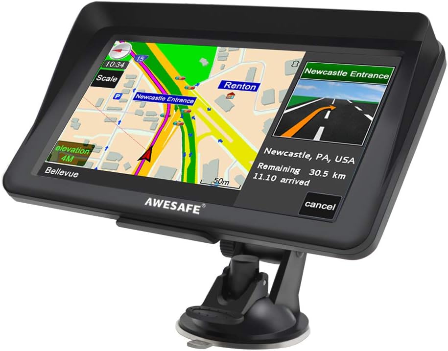 GPS Navigator for Car Truck 7 inch Touch Screen,2025 North America Maps Free Lifetime Updates,Turn-by-Turn Voice Guidance, Speed & Red Light Warning