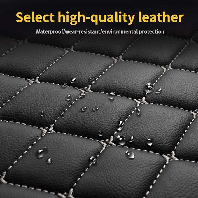 Custom Making Car Floor Mats for 90% Car Model Luxury Leather All Weather Waterproof Anti-Skid Full Coverage Liners (Black and Orange)