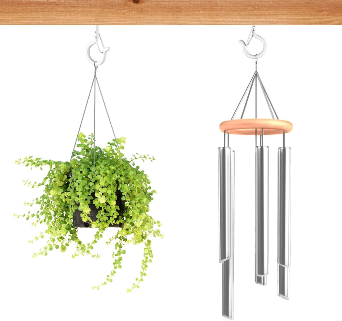 96 PCS Q-Hanger Hooks, Screw Hooks for Outdoor String Lights, Safety Buckle Design Cup Eye Hook for Hanging Christmas Lights, Plants, Mounted on Wall Ceiling, Include 1 Wing Nut Driver, White