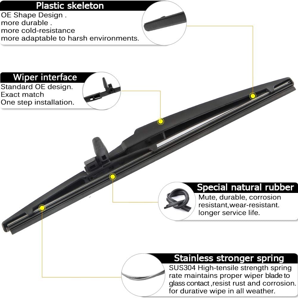 AUTOBOO 24"+20" Windshield Wipers with 12 Inch Rear Wiper Blade Replacement for Toyota 4runner 2010 2011 2012 2013 2014 2015 2016 2017 2018 2019 2022 2023 -Original Factory Quality (Pack of 3)