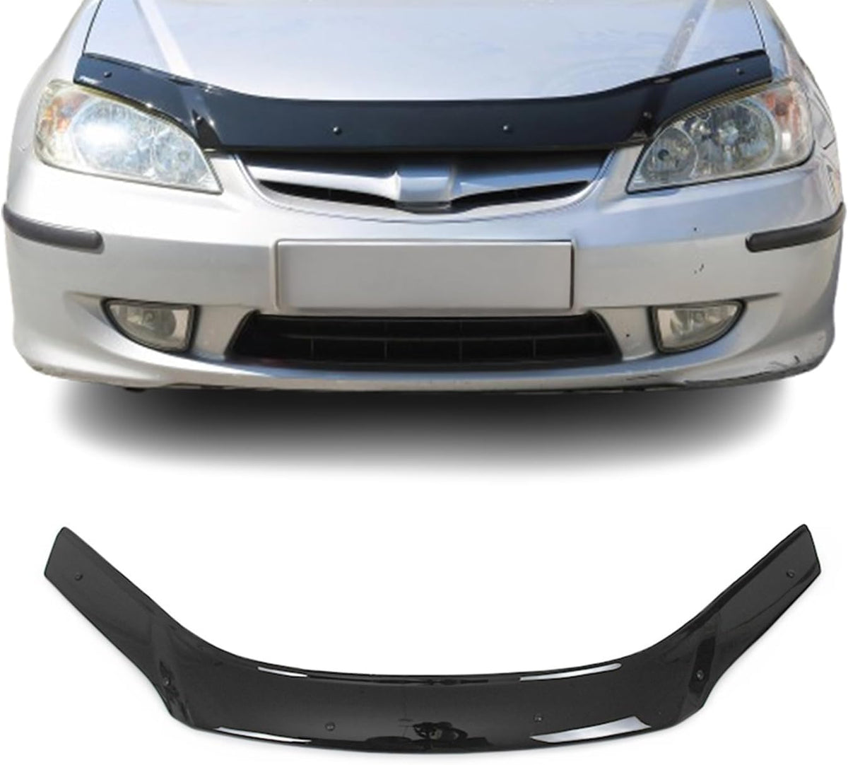 OMAC Front Bug Shield Hood Deflector Guard for Honda Civic 2001-2005 Sedan Smoke