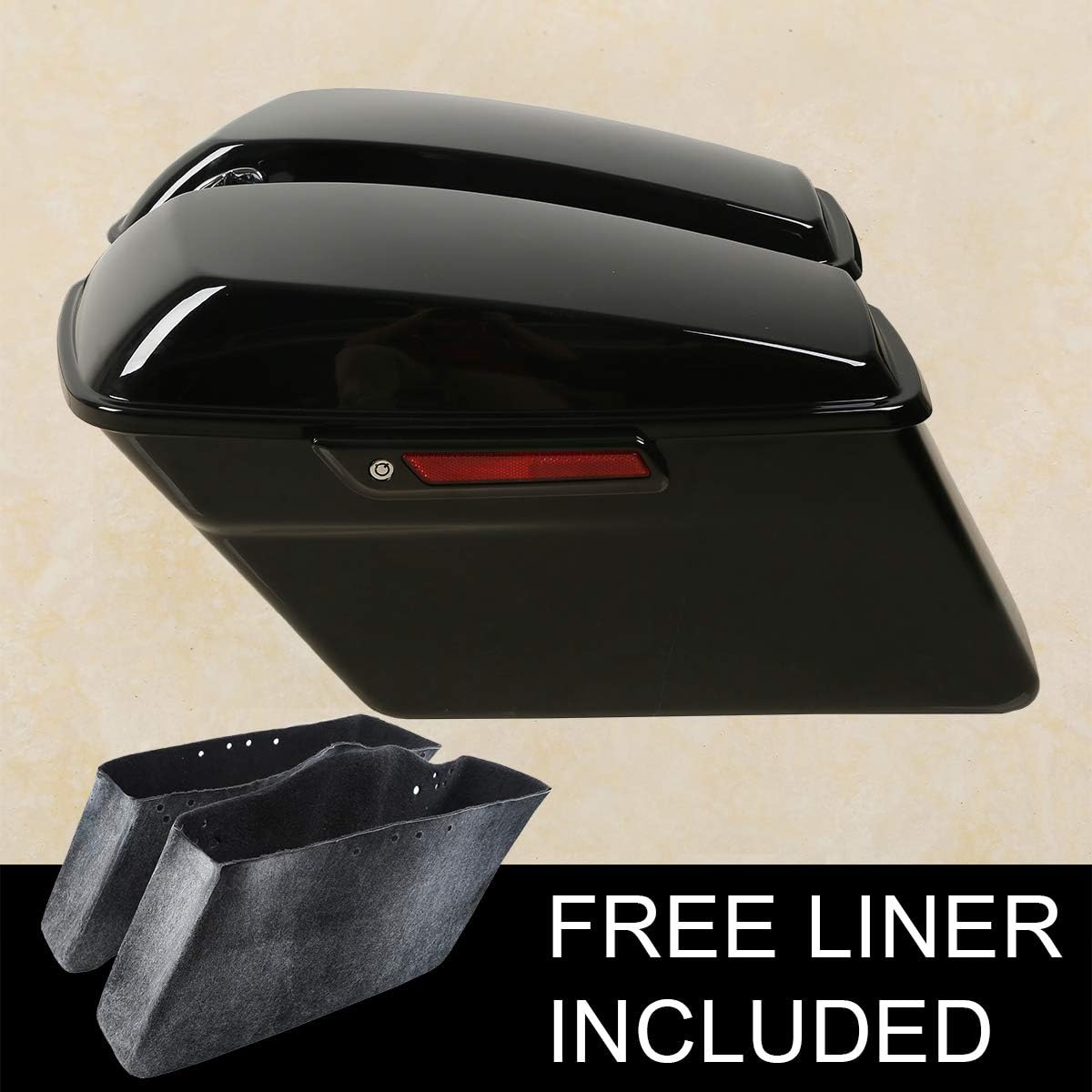 XFMT Vivid Black Motorcycle Saddlebags Hard Saddle Bags W/Black Latches & Conversion Bracket For Harley Softail Heritage Deluxe 1984-2017