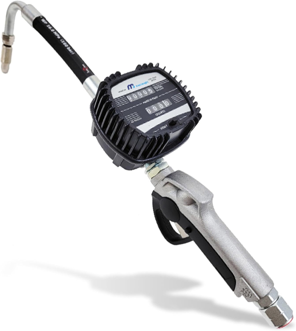 Macnaught Pneumatic Oil Gun with Control Valve 1/2" inch NPT Inlet, Mechanical Meter, Registers in Qts & Totals in Gal. Oil, antifreeze, trans fluid, lubricating oil, synthetic hydraulic oil & more
