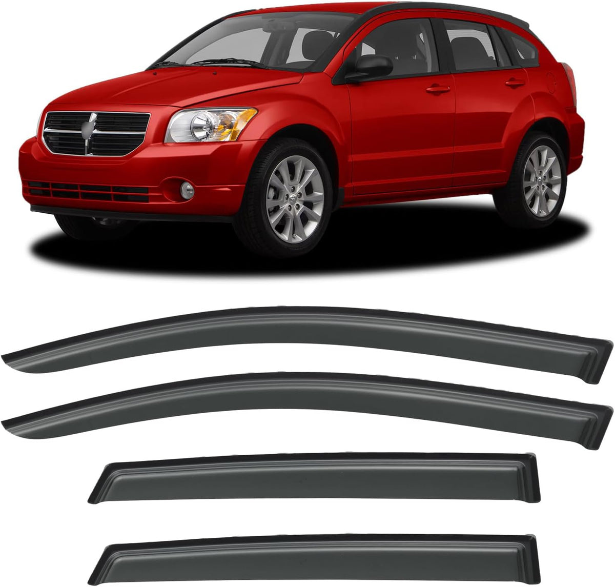 Window Visors Rain Guards for 2007-2012 Dodge Caliber, Out-Channel Window Vent Wind Deflectors Visors Shades for 07-12 Dodge Caliber