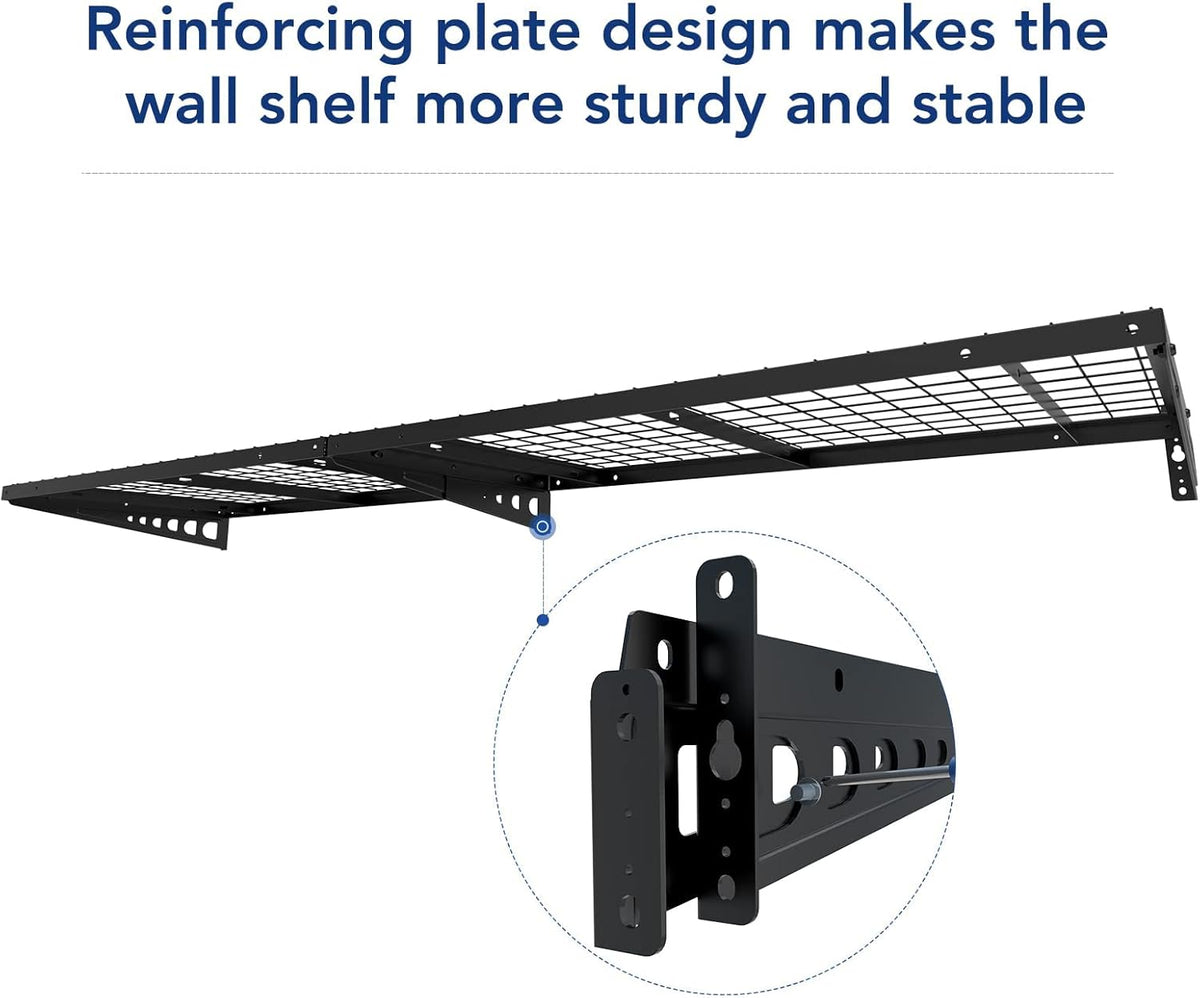 FLEXIMOUNTS 2 Pack 2x4ft Garage Storage 24x48 inch Bike Wall Shelving Rack, 440lbs Total Weight Capacity, Black