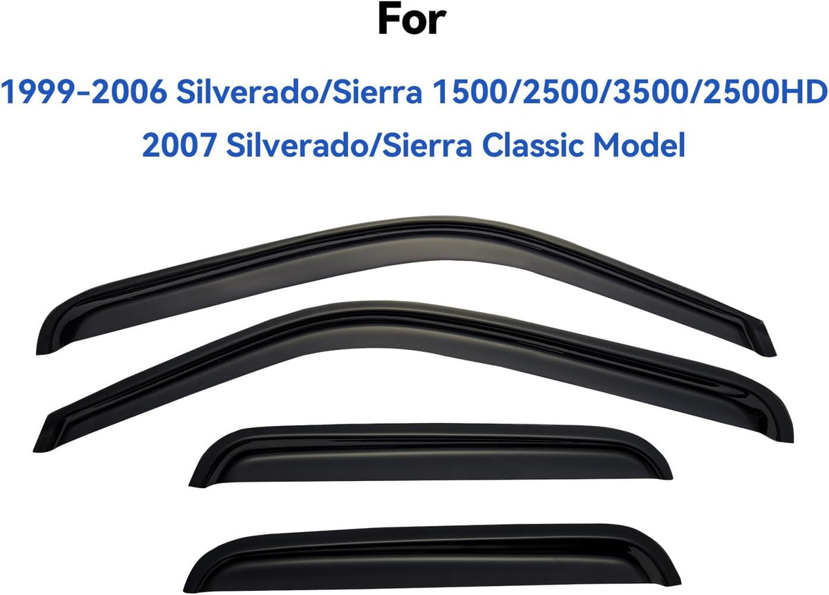 Window Visors Rain Guards for 1999-2006 Chevy Silverado/GMC Sierra 1500/2500/ 3500/ 2500HD, Window Vent Wind Deflectors Visors Shades for 2007 Silverado/Sierra Classic Model - Extended Cab