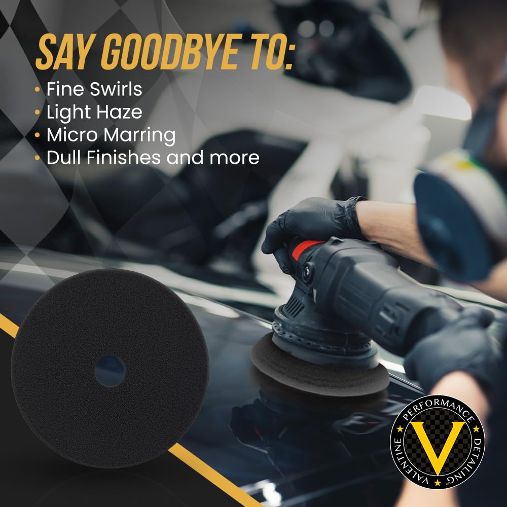 VPD SDO Black Foam Finishing Pad - Premium Compounding & Polishing Pad for Final Refinement & Very Light Swirls, Extra Fine Polish Use, Car Buffer Pad w/Tapered Edge, Made in USA, 6.5"