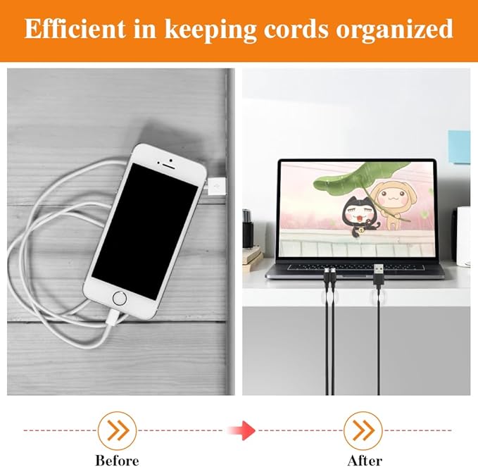 Shintop Cable Clips, 16 Pack White Cord Holder Adhesive Cable Organizer Wire Holder for Organizing Phones Chargers Desk Nightstand Car